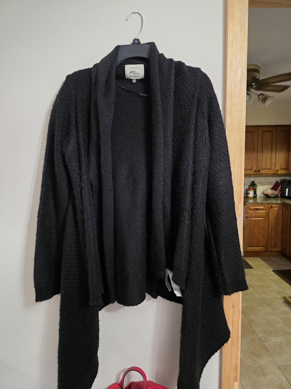 Cotton On Black Open-Front Draped Cardigan